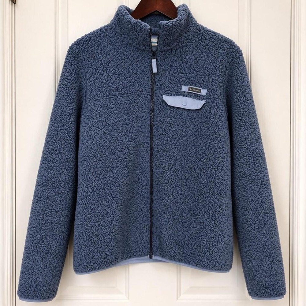 Columbia Indigo Sherpa Gorpcore Outdoor Fleece Full-Zip Jacket Medium